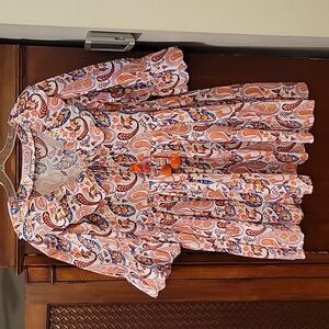 SAL ROSA | Colorful Paisley Floral Print Tiered Mini Dress - Women's Size 10